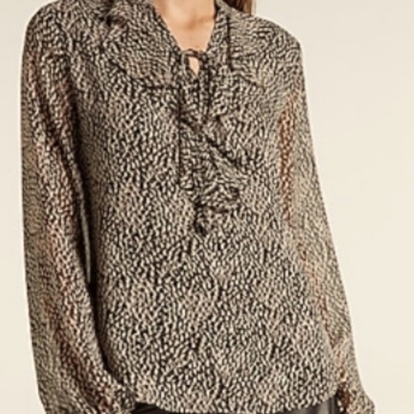 NWT Express Printed Lace-Up Ruffle Top XL - Picture 3 of 6